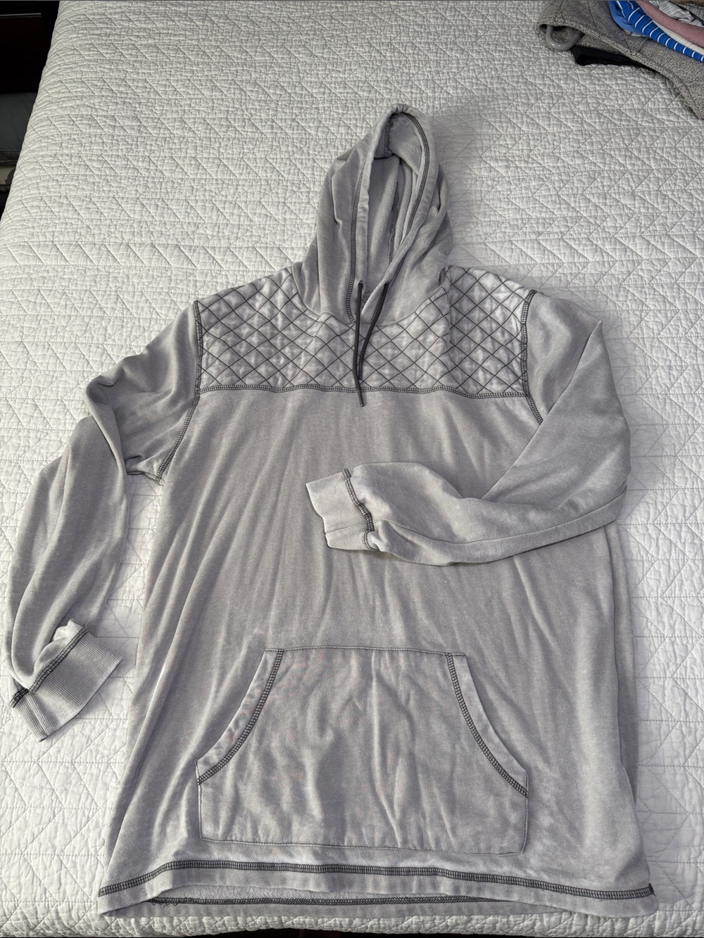 Buckle Light Gray Quilted-Yoke Hooded Sweatshirt
